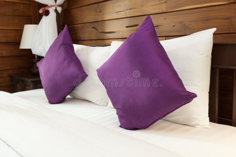 Pillows and Cushions on Bed Stock Photo Image of cotton, cloth 50363300