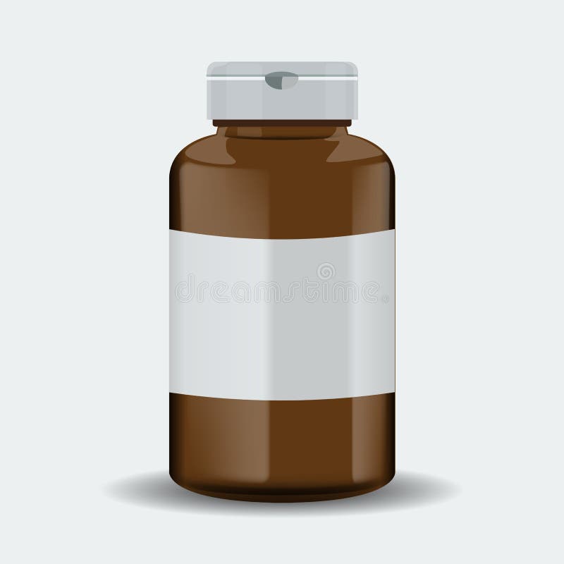 Medicine Bottle Of Brown Glass Isolated On Transparent Background