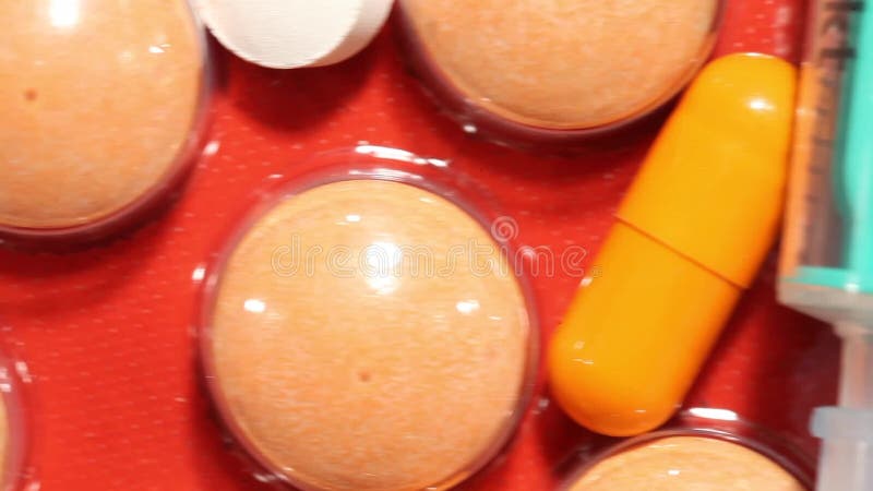 Pills and drugs on a table