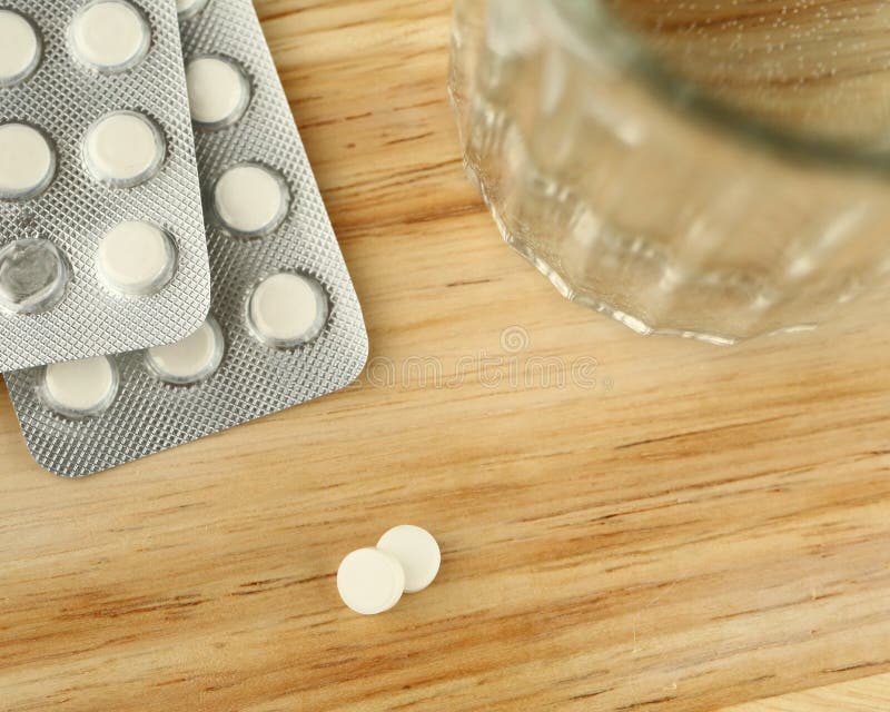 Assortment of Drugs in Blister Packs with Water Stock Image Image of