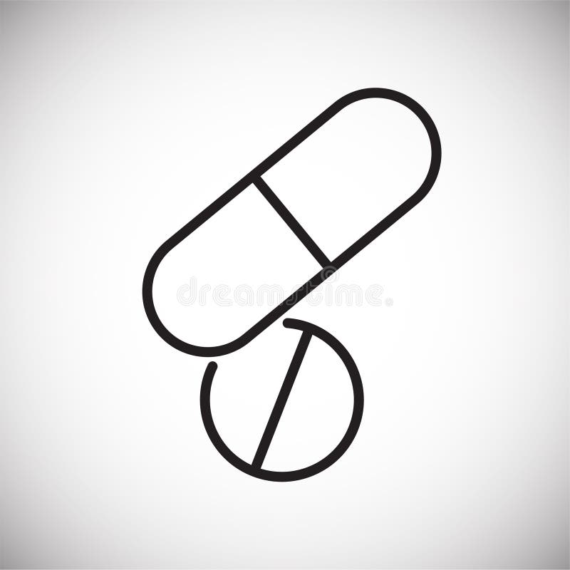Pills line icon on background for graphic and web design. Simple vector sign. Internet concept symbol for website button stock illustration Pills line icon on background for graphic and web design. Simple vector sign. Internet concept symbol for website button stock illustration