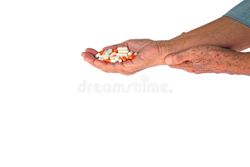 pills in senior woman hand royalty free stock photos pills in senior woman hand royalty free stock photos