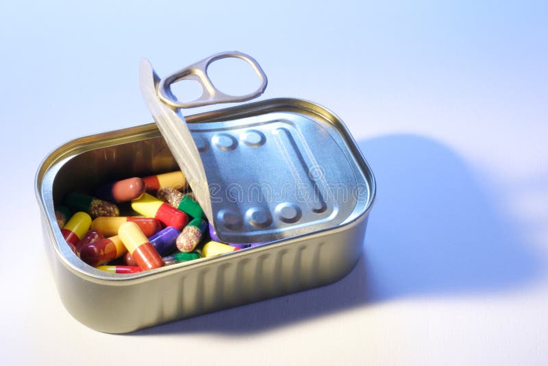 Pills in Tin Can stock photo. Image of prescription, illness 90814498