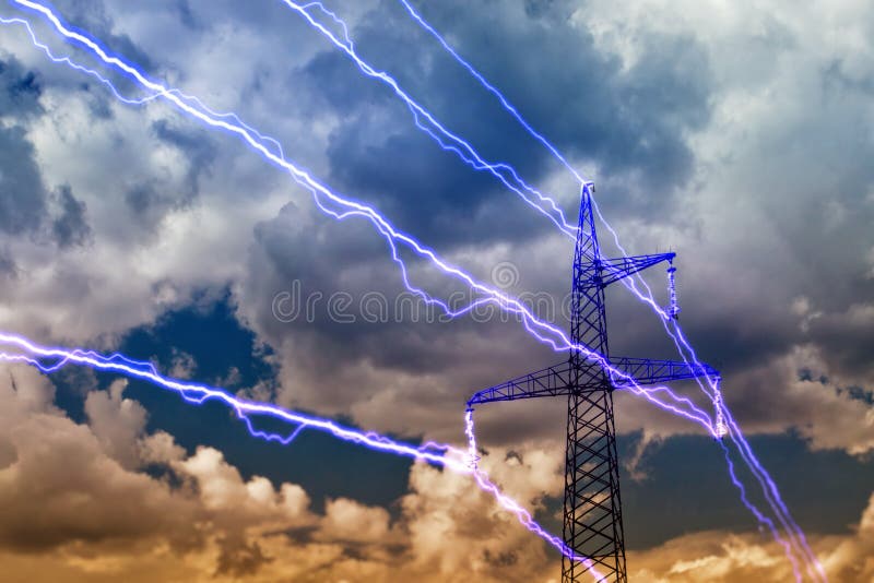 Electricity pylon on blue sky background. Electricity pylon on blue sky background.