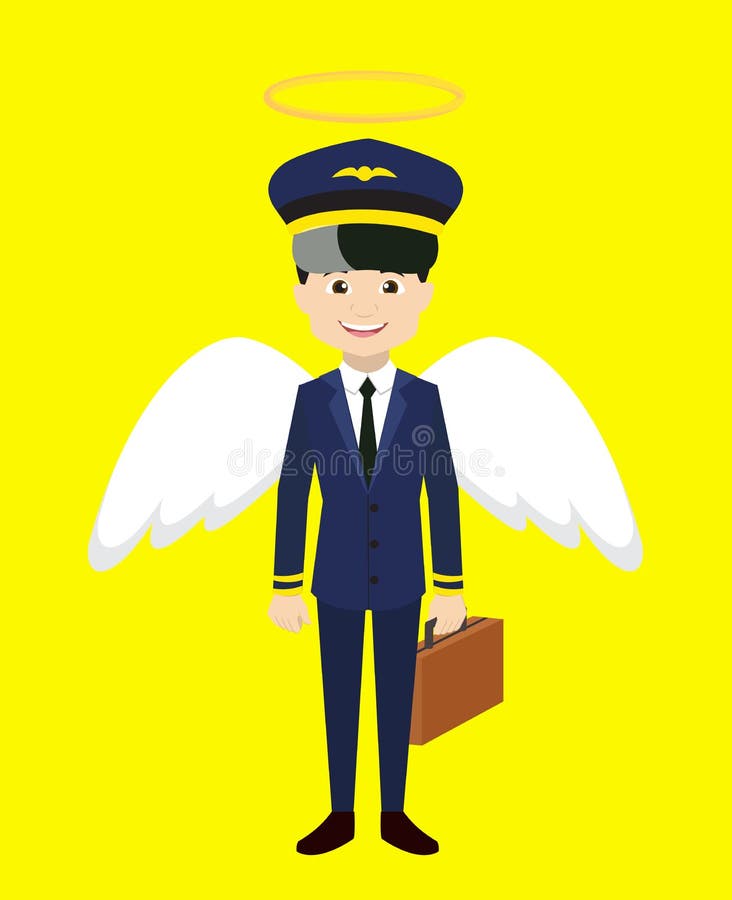 Pilot - in Angel Costume Vector Illustration. Angel rider vectors