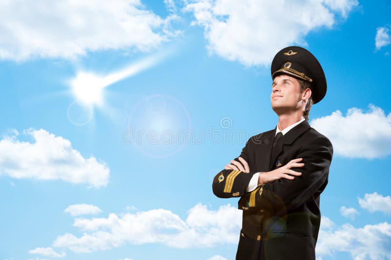 Pilot is in the form of arms crossed royalty free stock photos