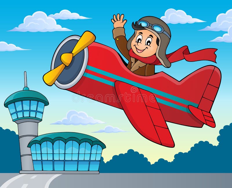 Pilot in retro airplane theme image 2