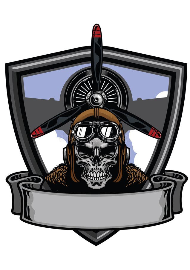 Pilot skull badge design royalty free illustration Pilot skull badge design royalty free illustration