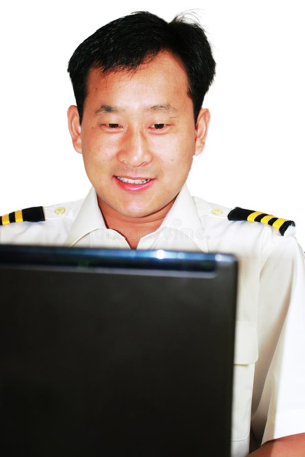 Pilot using a laptop