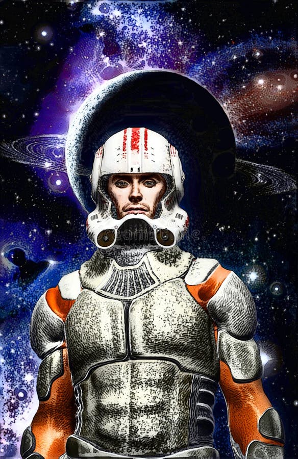Piloto do comandante do espaço do astronauta pintado ilustração stock Piloto do comandante do espaço do astronauta pintado ilustração stock