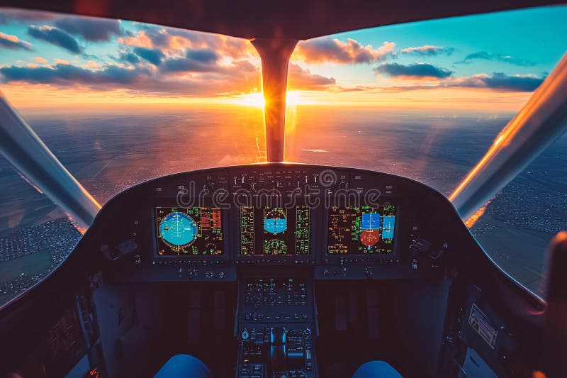 Pilots point of view of driving small airplane royalty free illustration