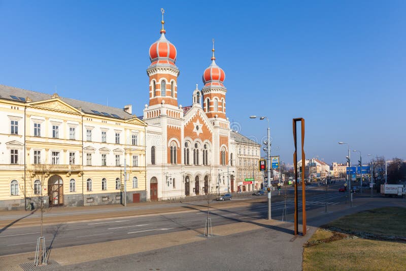 Pilsen, republika czech - 02/21/2018: Wielka synagoga obrazy royalty free