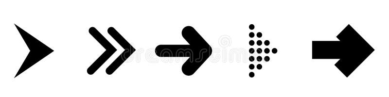 Pilsymbolsuppsättning, svart vit bakgrund för färg och. Pilsymbol i moderiktig plan stil som isoleras p? vit bakgrund Pilsymbol f? r din webbplatsdesign