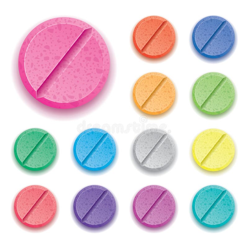 Set of colorful drug pills, vector. Set of colorful drug pills, vector