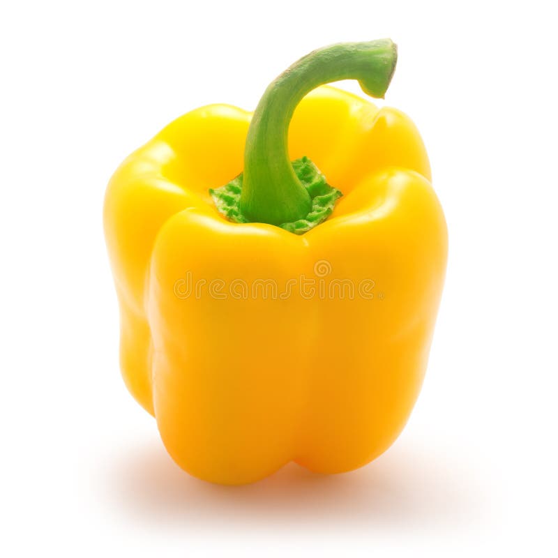 Pimentão amarelo isolado sobre fundo branco fotografia de stock
