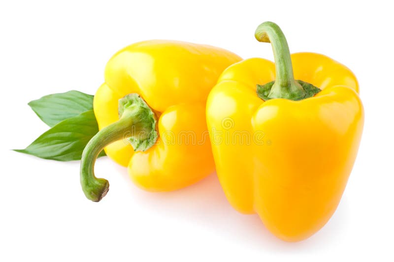 Dois pimentos amarelos doces imagens de stock