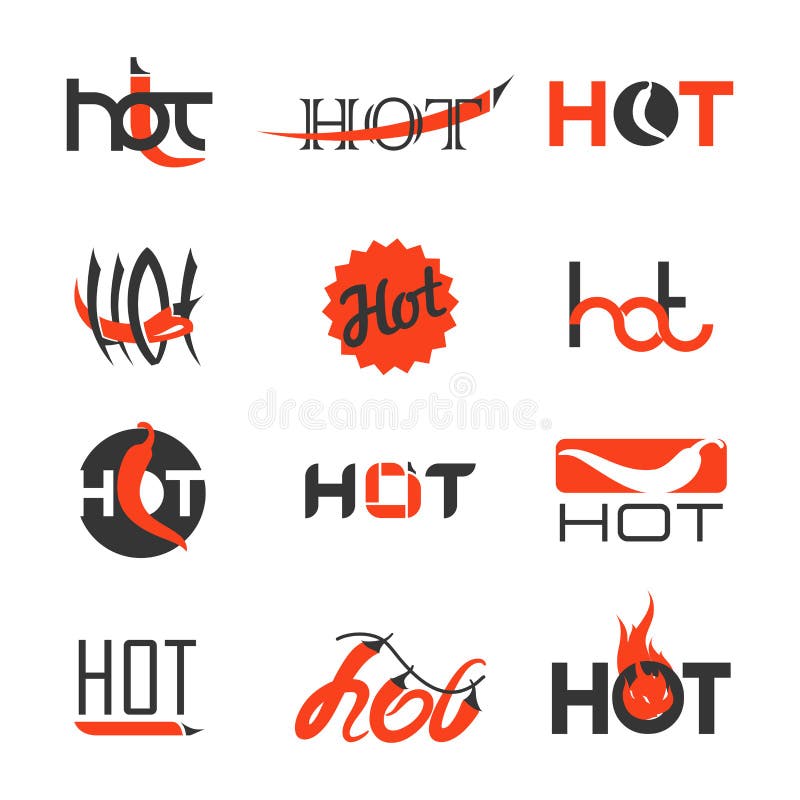 Pimientas de chile candentes. Modelos del logotipo fijados libre illustration Pimientas de chile candentes. Modelos del logotipo fijados libre illustration