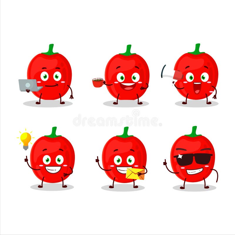 Pimiente cartoon con vari tipi di emoticon illustrazione vettoriale