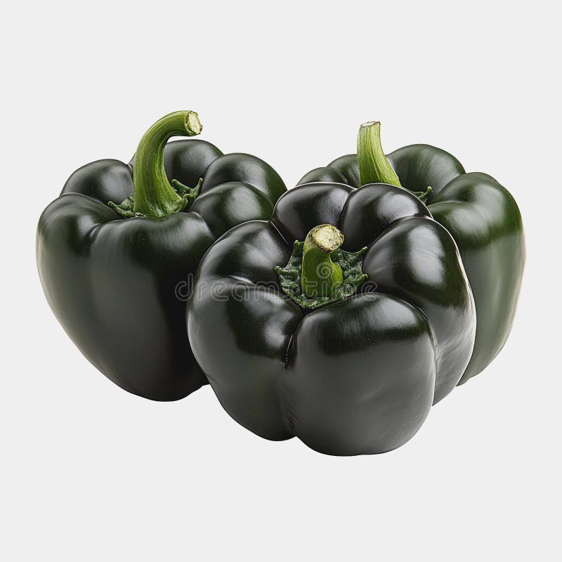 Pimientos de campanilla verde fresco agrupados en fondo claro perfecto para los conceptos culinarios y saludables con. Un trío de pimientos de color verde fresco que se exhiben juntos mostrando su brillante textura y color brillante ideal para promover una cocina saludable y comidas nutritivas. generado por ai