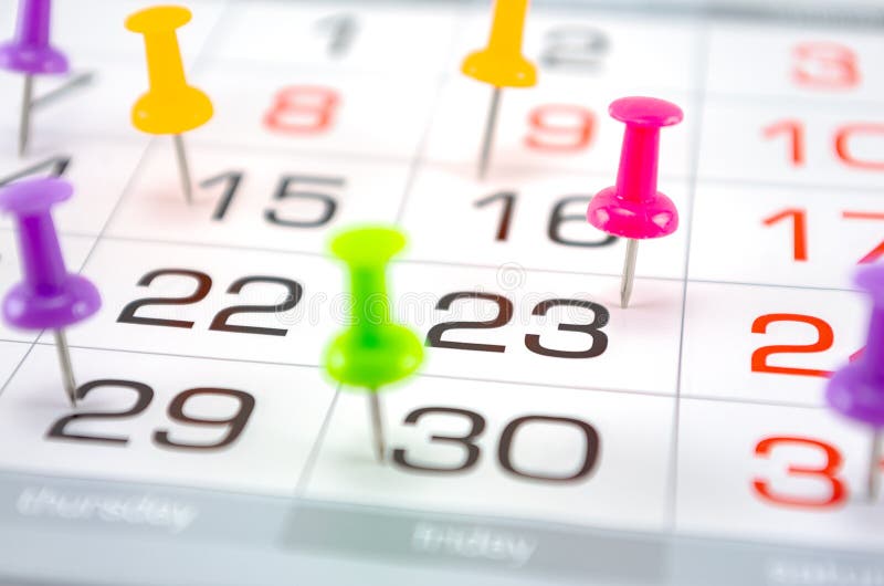 Pin on calendar on last date of month, end of month, reports, end of work royalty free stock images
