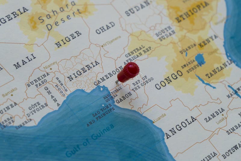 A pin on cameroon in the world map. Cameroon road map stock images, royalty-free photos and pictures