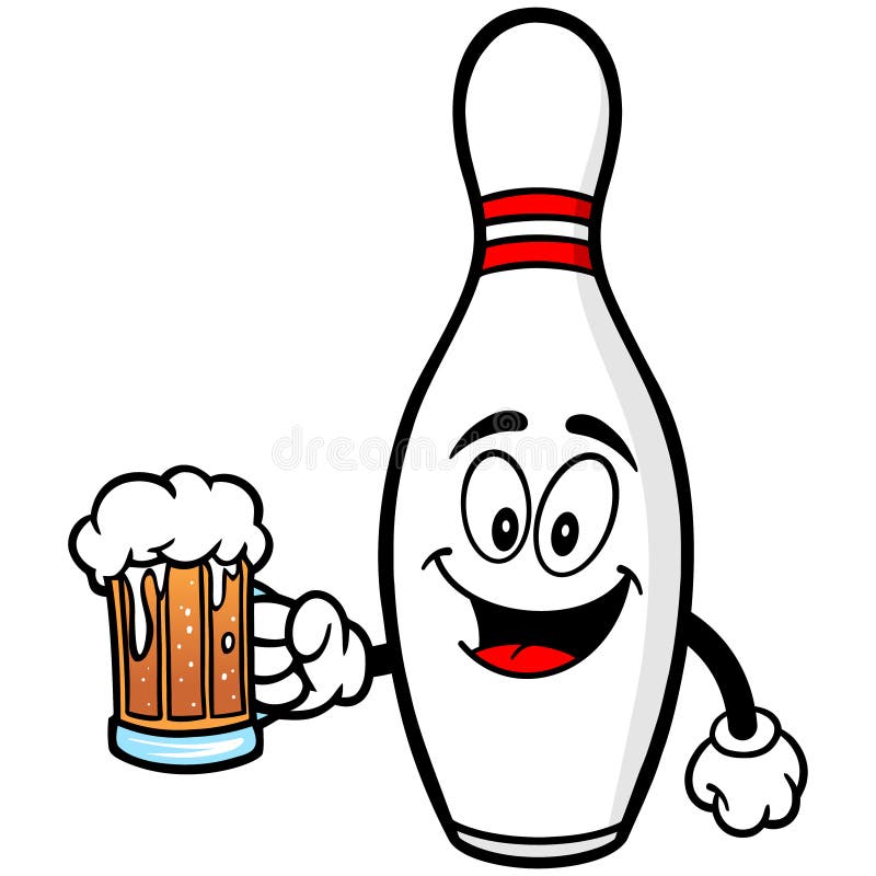 Pin di bowling con birra