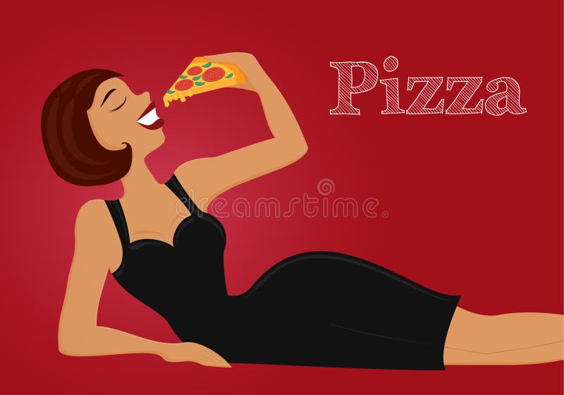 Pin encima de la mujer hermosa que come la pizza Plano aislado libre illustration Pin encima de la mujer hermosa que come la pizza Plano aislado libre illustration