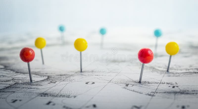 Pin-Markierungsstandort auf Karte Abenteuer, Entdeckung und reisen