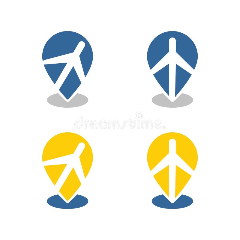 Pin point plane airplane icon graphic stock illustration