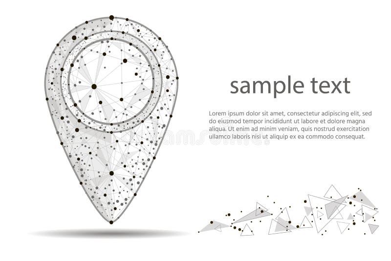 Pin Pointer. isolated from low poly wireframe on white background. abstract polygonal image mash line and point. stock illustration