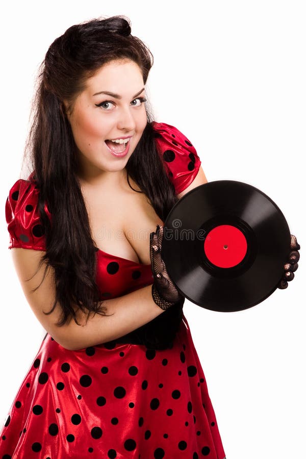 Pin-up con un piatto fotografia stock libera da diritti Pin-up con un piatto fotografia stock libera da diritti