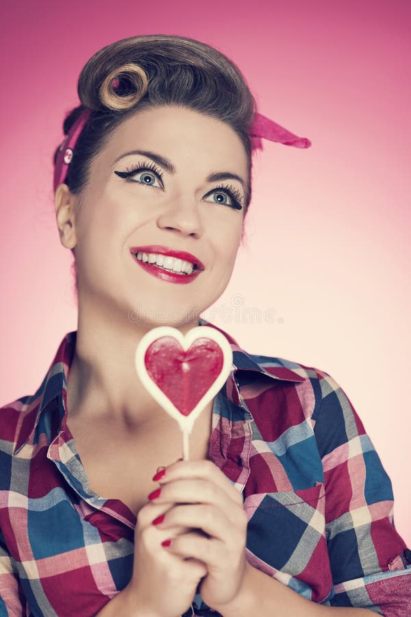 Girl Style Pin Up Licking Candy Stock Photos - Free & Royalty-Free ...