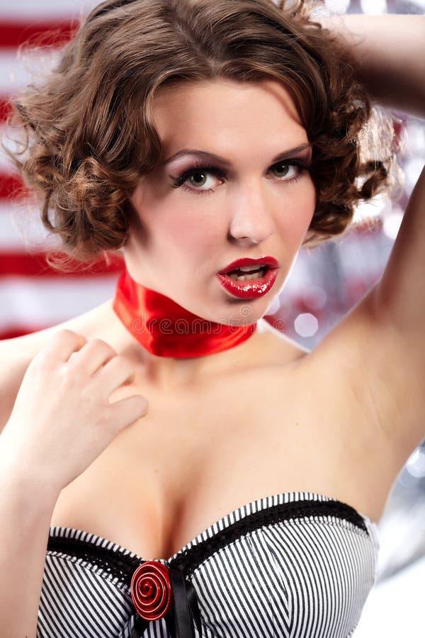 Pinup Girl. American Style Stock Image Image of fashion, beautiful