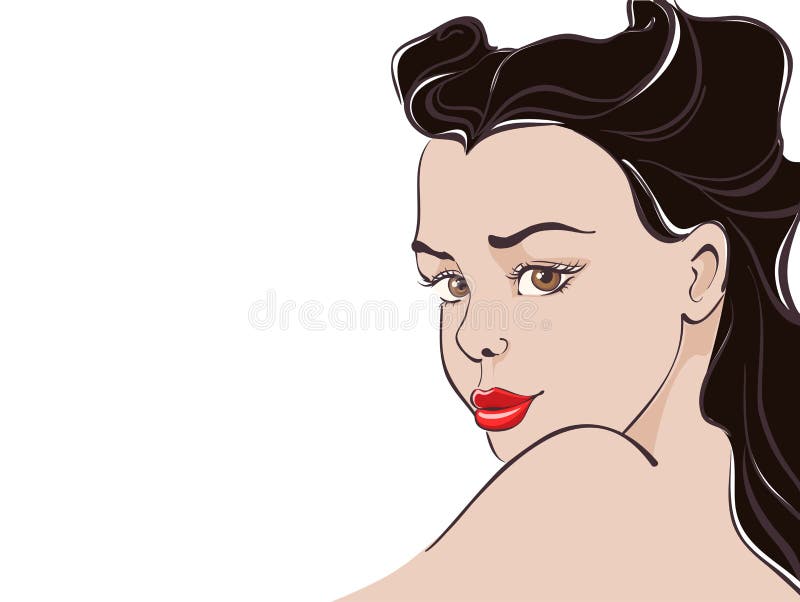 A cute girl s profile Royalty Free Vector Image