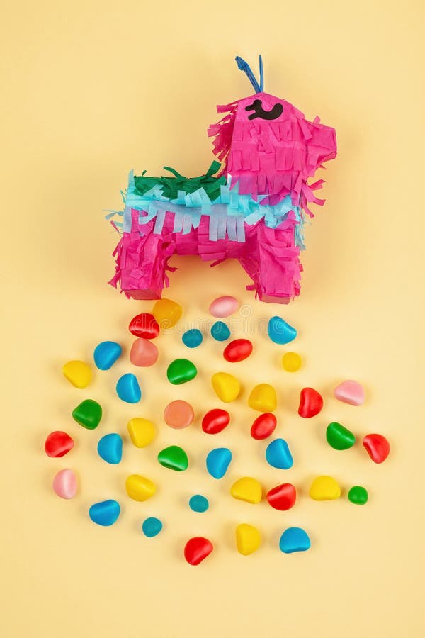 Pinata traditional Mexican paper party piece. Filled with candies for celebrating anniversaries and birthdays