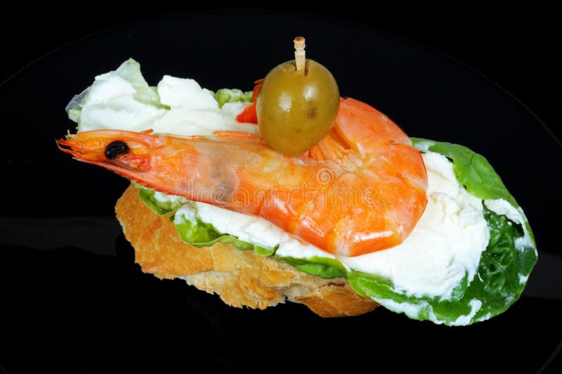Pincho De La Gamba Y Del Queso Cremoso. Imagen de archivo Imagen de gambas, picar 31601799