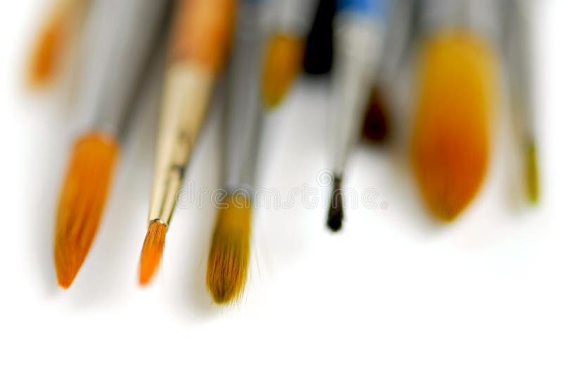 Macro of paintbrushes on white background. Macro of paintbrushes on white background