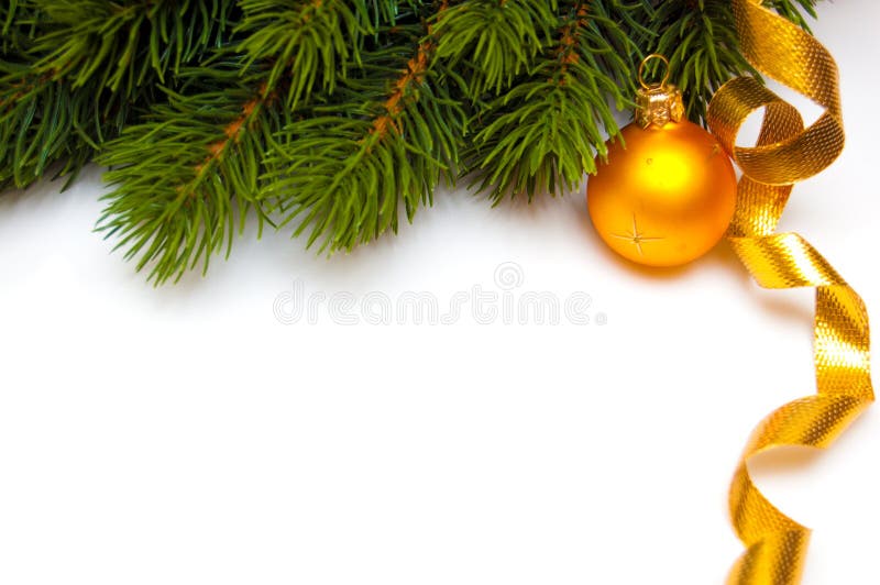 Pine branch and christmas decoration