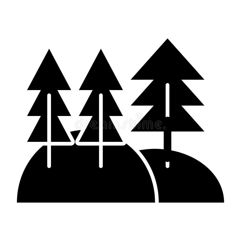 Pine forest solid icon. Pine woods vector illustration isolated on white. Trees glyph style design, designed for web and stock illustration