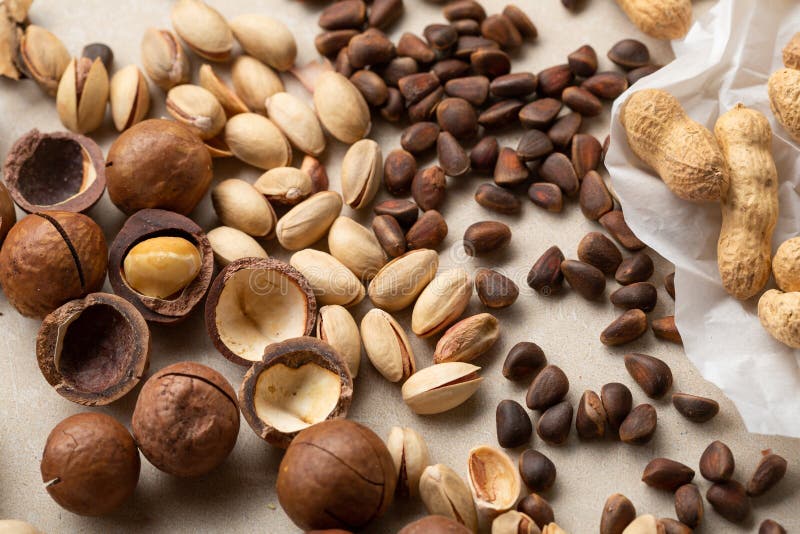 Pine Nuts and Other Nuts Set, Food Healthy Stock Photo Image of food