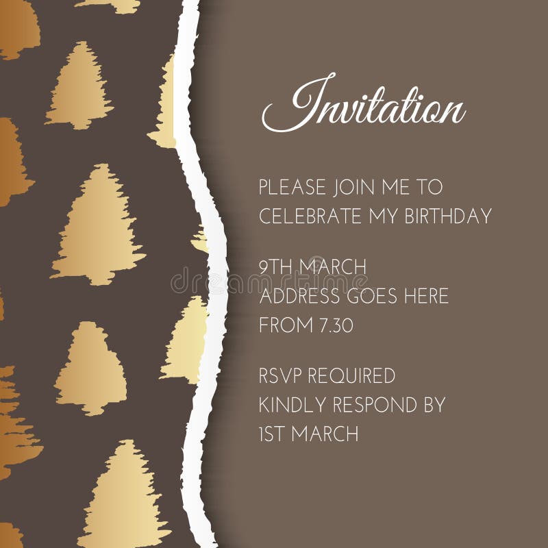 Pine Tree Brown and Gold Abstract Invitation Design vector illustration