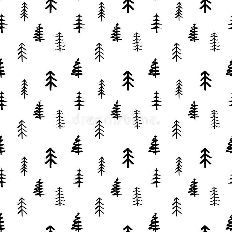 Pine tree seamless pattern. New Year and Christmas background, vector Illustration