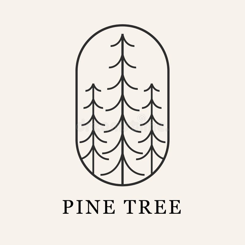 Pine Tree Simple Line Art Logo Vector Symbol Design Stock Vector