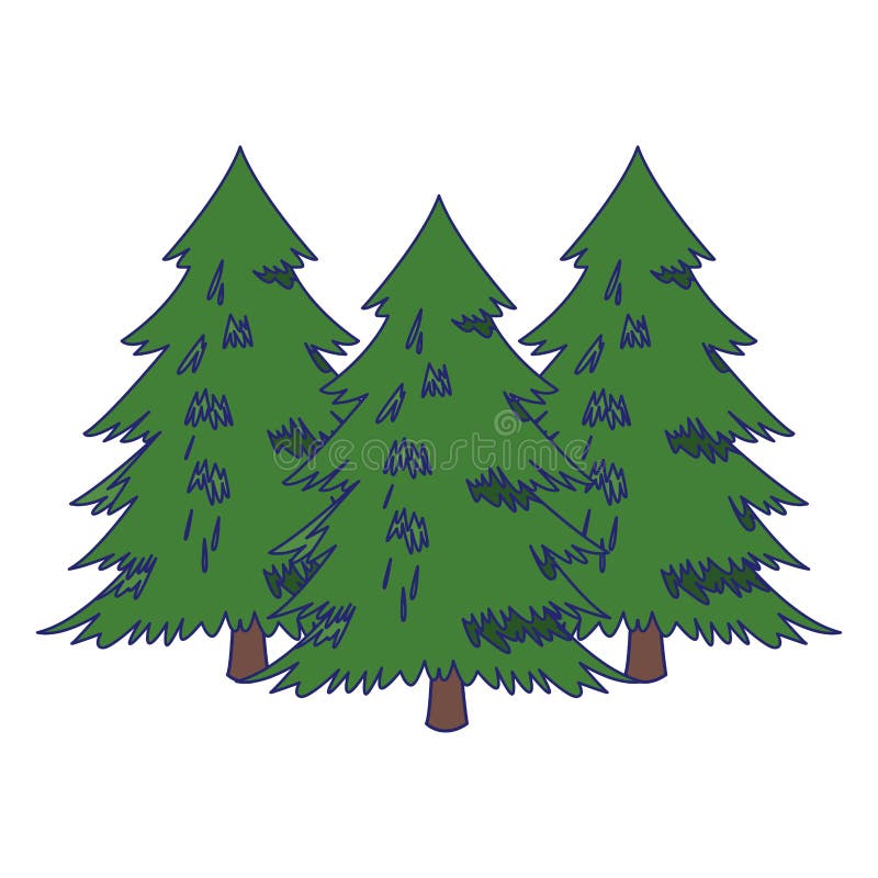 Pine trees icon, flat design stock illustration