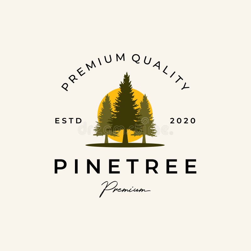 Pine Trees Logo Vector Illustration Icon Symbol Background Label