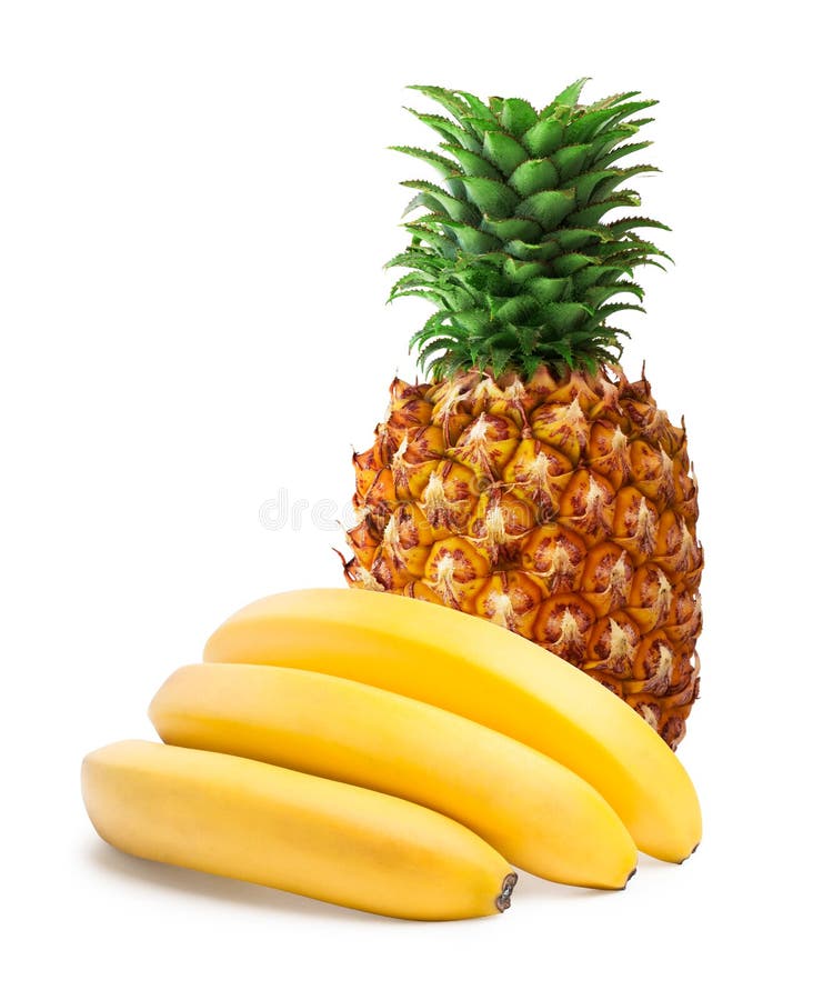 Pineapple and Bananas Isolated Stock Image Image of background, juicy