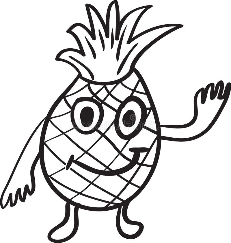 Pineapple cartoon sketch stock vector. Illustration of face - 41661764