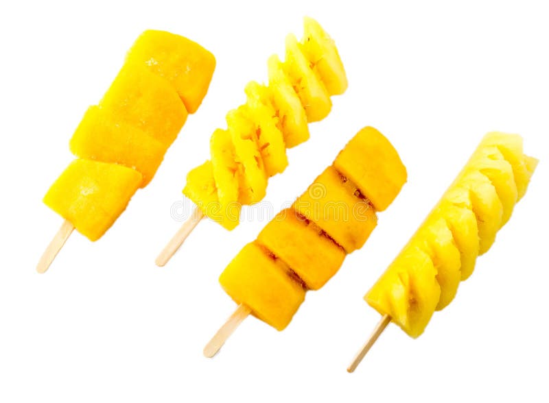 Pineapple chunks on stick stock photo. Image of fruit 179536884