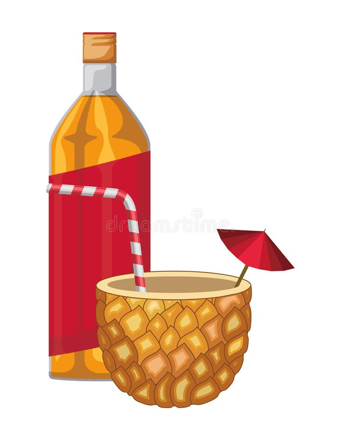 Pineapple Cocktail with Bottle Stock Vector Illustration of alcohol