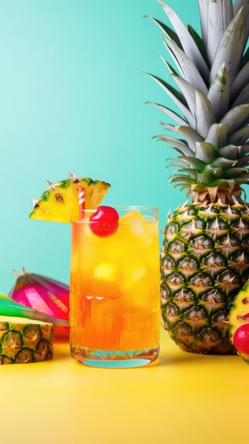 Pineapple Cocktail. Summer Refreshing Tropical Drink Stock Image